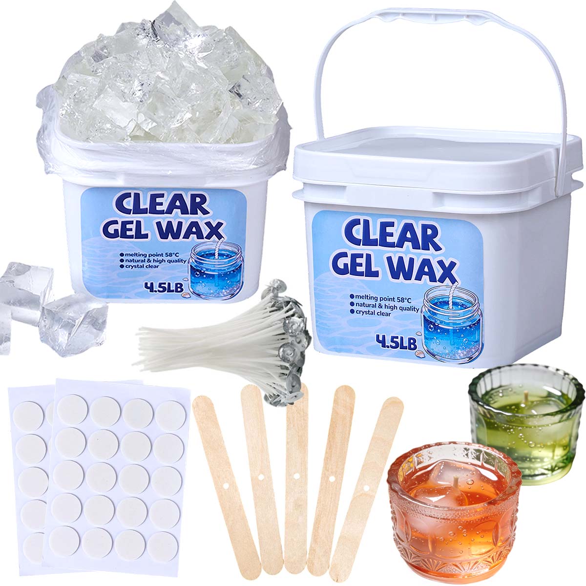 Candle Making Gel Wax - 4.5LB Bulk Clear Jelly Wax Kit