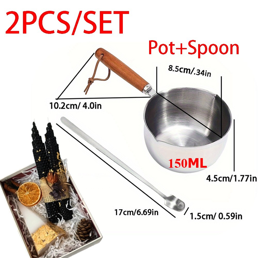 2PCS/SET Wood Handle Wax Melti - đánh giá và giá Candle Making Workshop